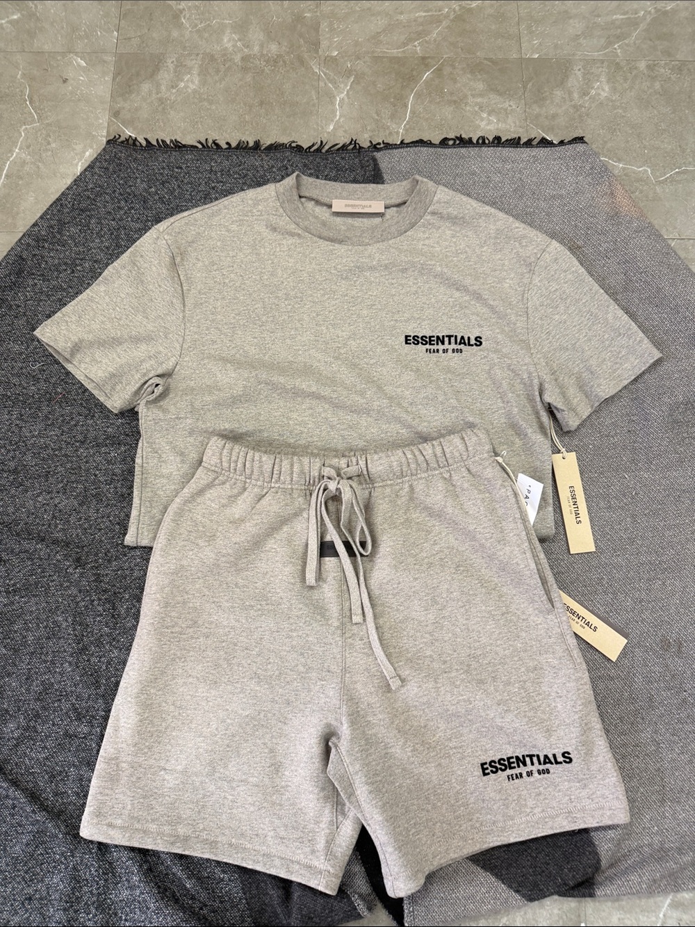 Essentials Heather Gray Logo Tee & Shorts Set